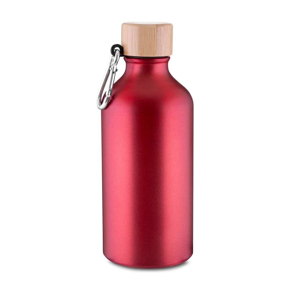 Garrafa de Alumínio Reciclado 550 ml com Tampa de Bambu e Mosquetão Personalizada - segunda imagem
