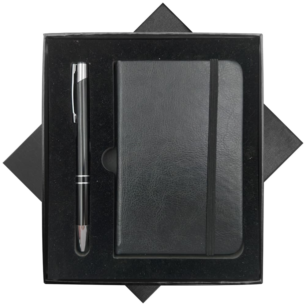 Kit Bloco de Anotações com Pauta e Caneta de Metal Personalizados