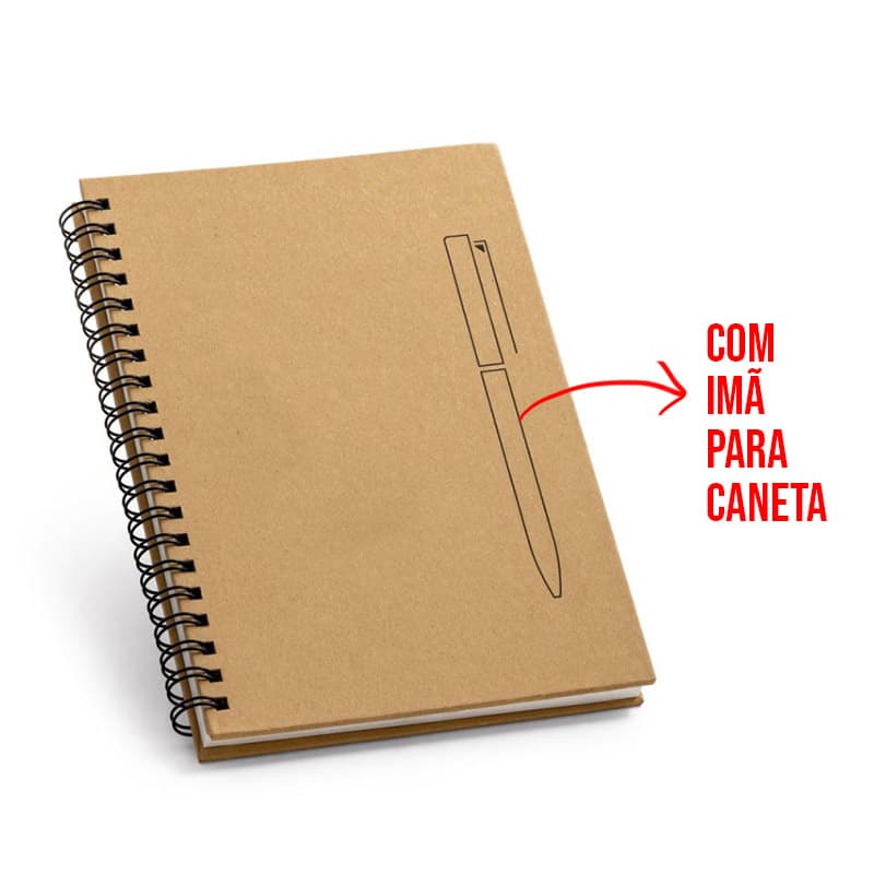 Caderno B6 de capa dura em papel kraft (120 g/m²), com paginas lisas
