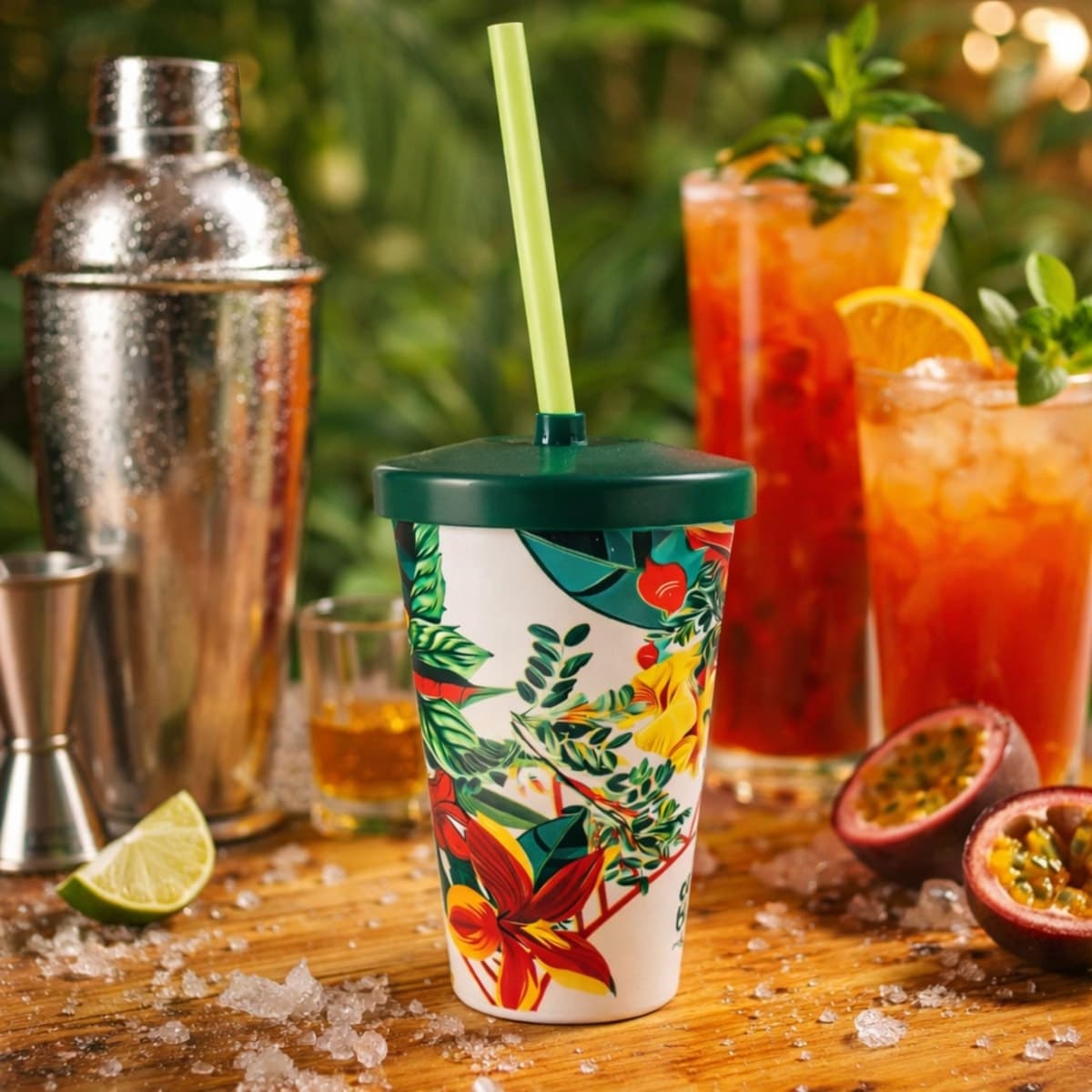 Copo Plástico com Tampa e Canudo 450ml Personalizado - segunda imagem