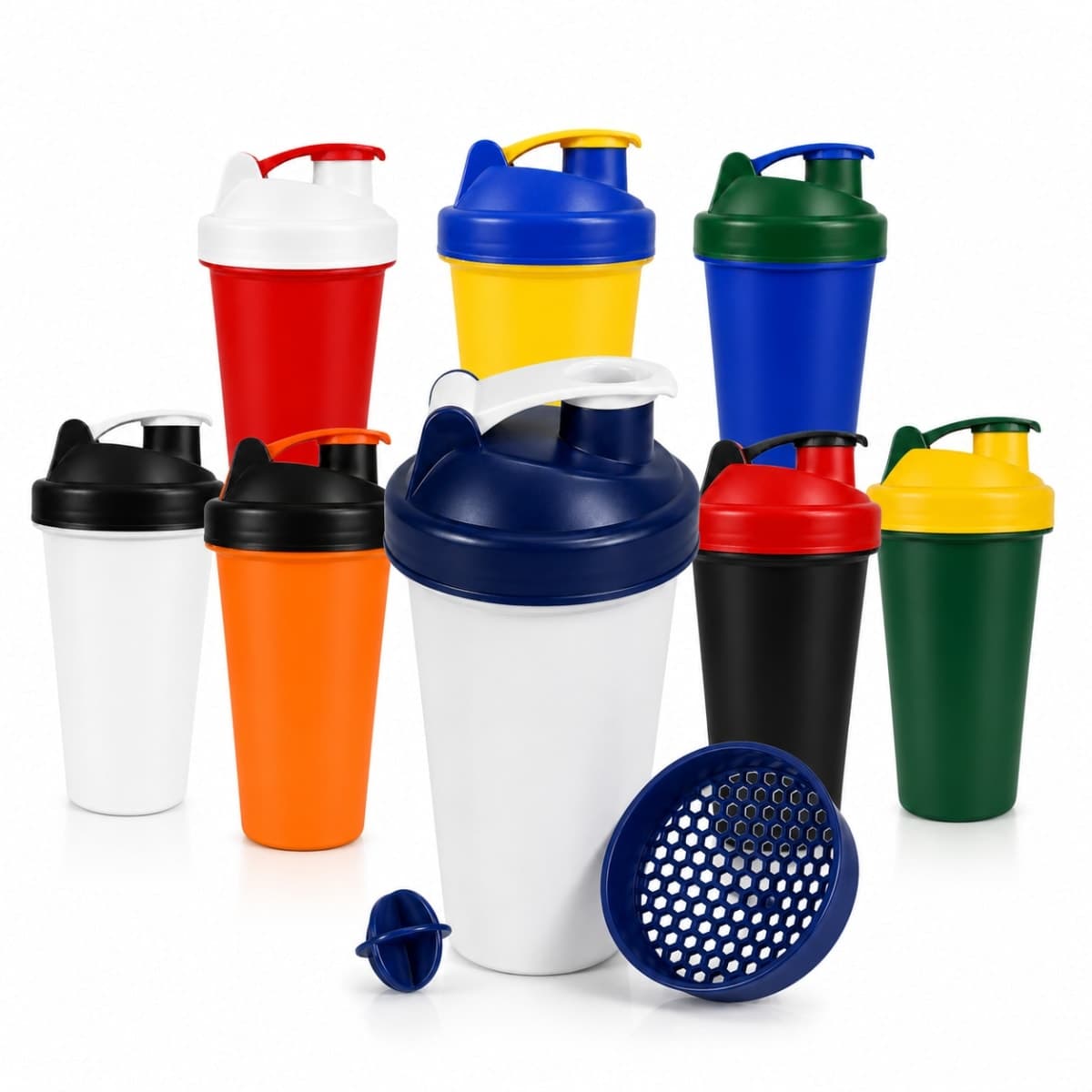 Coqueteleira Bicolor 600ml com Peneira e Misturador Personalizada