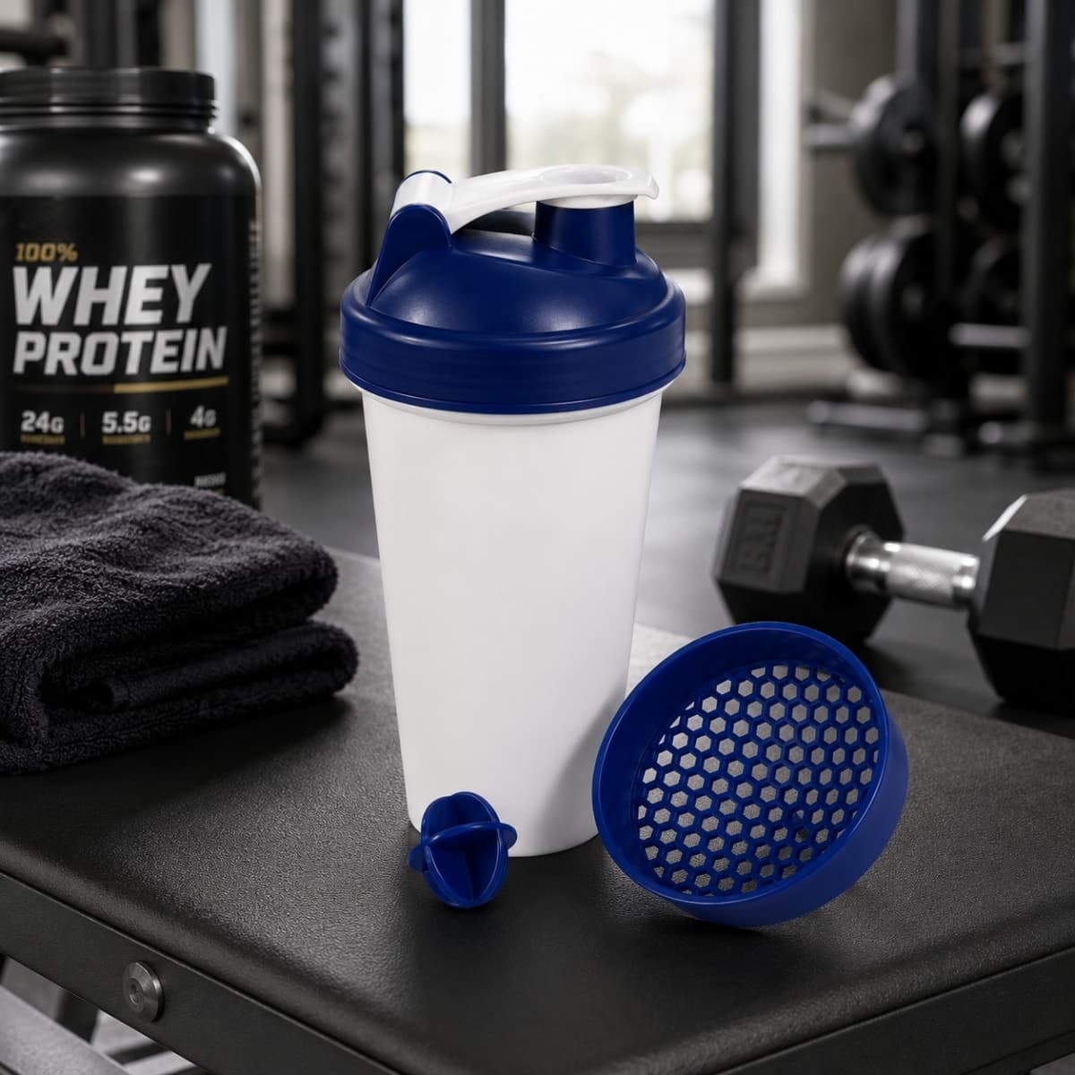 Coqueteleira Bicolor 600ml com Peneira e Misturador Personalizada - segunda imagem