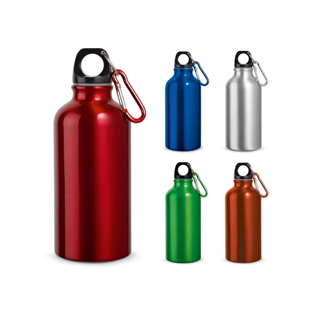 Garrafa Esportiva de Alumínio 400 ml com Mosquetão Personalizada
