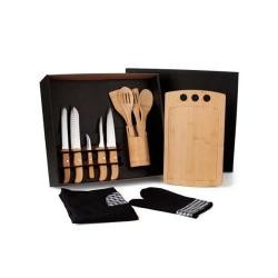 Kit Gourmet Com Tábua, Facas, Colheres - 13 Peças Para Brindes