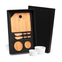 Kit Para Petisco Com Tábua, Espátulas e Ramekins - 5 Peças Promocional